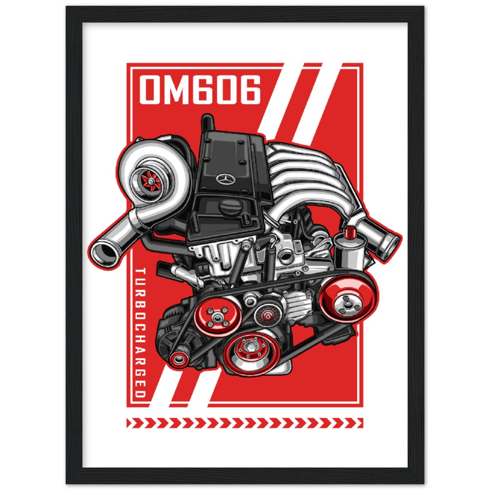OM606 Engine Framed Poster